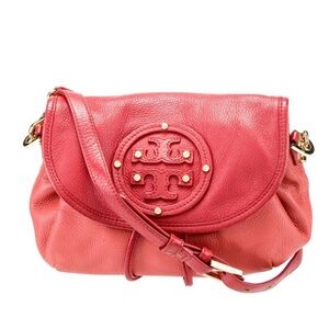 Tory Burch Orange Leather Maisey Crossbody Satchel Bag Purse